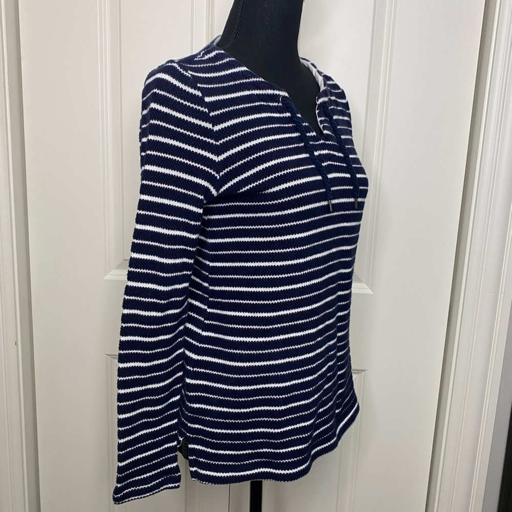 Talbots 100% Cotton Navy and White Striped Nautical‎ Sweater Women Size Petite - Picture 2 of 5